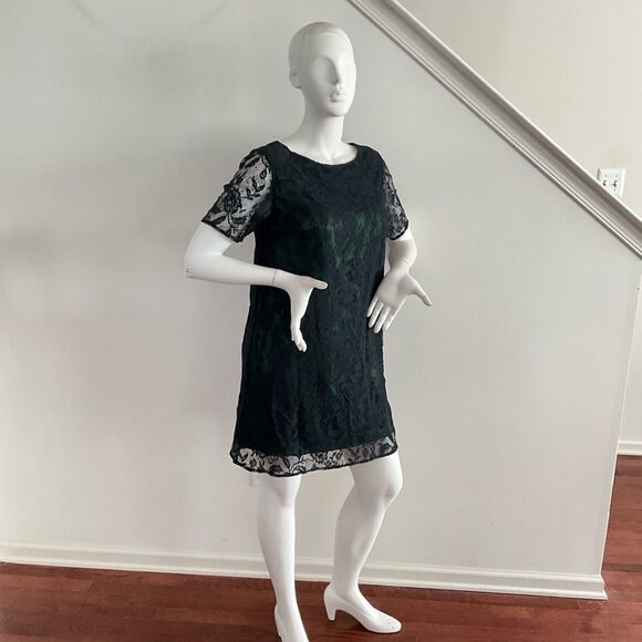 ModCloth Era Twilight Black Lace Overlay Dress L - Picture 9 of 9